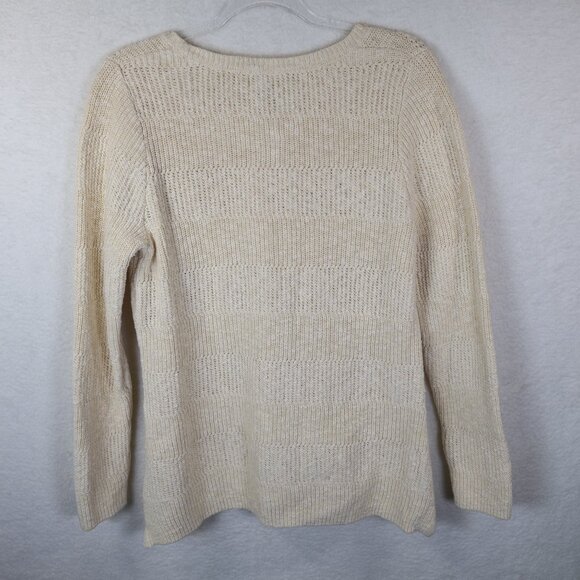 LL Bean Women's Knit Pullover Sweater 100% Cotton Scoop Neck Large - Picture 3 of 8